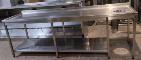 Τραπέζι Ανοξείδωτο Παραλαβής Ακαθάρτων 250x70x87Cm Μεταχειρισμένο 